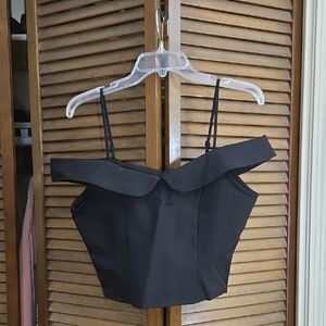 Forever 21 Black Off-Shoulder Crop Top